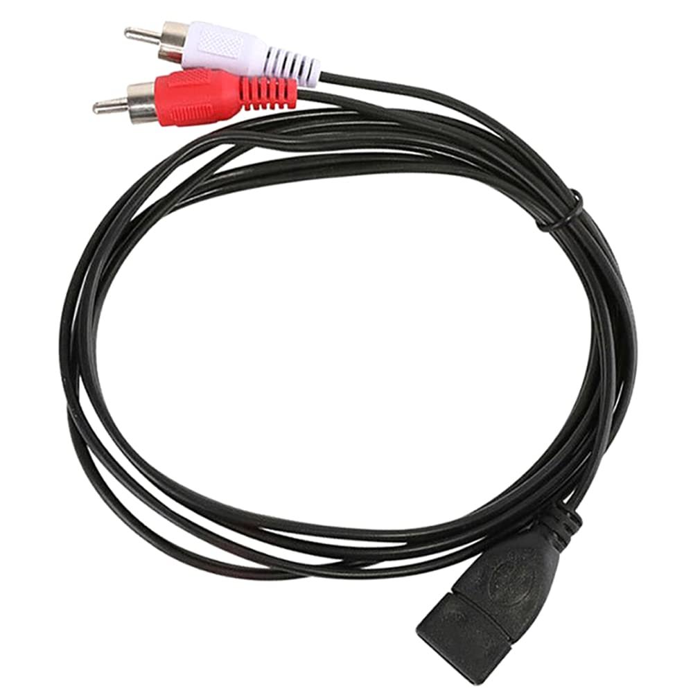 1pcs 1.5m/5ft USB A Female Socket to 2RCA Male Plug Audio Video Extension Cable Audio Adapter Audio