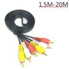1pcs 1.5M 3M 5M 10M 15M 20M 3RCA Male to 3 RCA Male Composite Audio Video AV Cable Plug,1.5m view 2