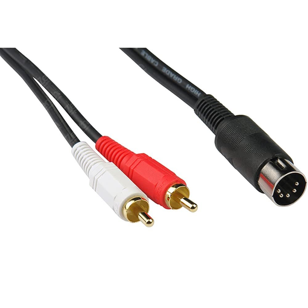 1pcs 1m 5 Pin DIN to 2 RCA Male Adapter Cable Audio Video AV Cables,2RCA to DIN