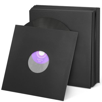 Facmogu 20PCS 12in Black Paper & Poly Lined Record Inner sleeves for LP Vinyl Records, 110gsm Paper 33 RPM Record Sleeves, Anti Static Record Storage Album Covers LP Vinyl Jacket Covers for Audiophile