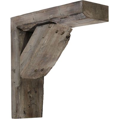 Ekena Millwork 3 1/2"W x 10"D x 14"H Vintage Farmhouse Bracket, Barnwood Decor Collection, Pebble Grey