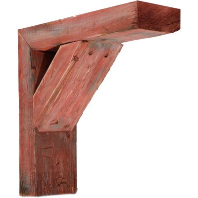 Ekena Millwork 3 1/2"W x 14"D x 14"H Vintage Farmhouse Bracket, Barnwood Decor Collection, Salvaged Red