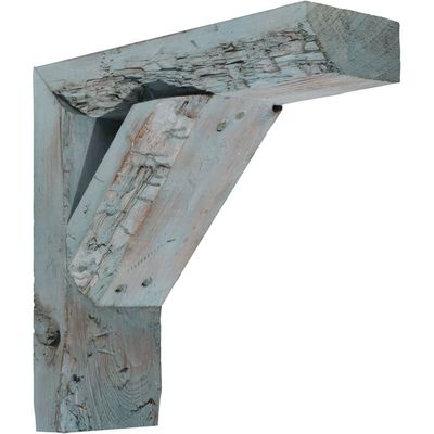 Ekena Millwork 3 1/2"W x 12"D x 16"H Vintage Farmhouse Bracket, Barnwood Decor Collection, Driftwood Blue