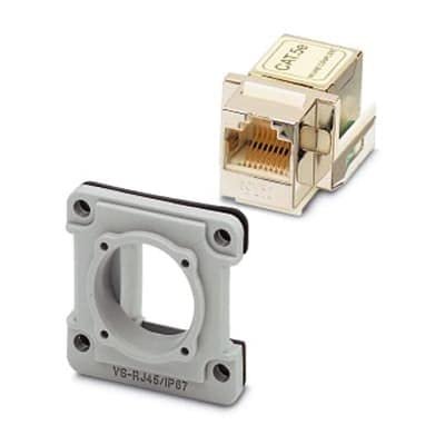 1689488, RJ45 Panel Mounting Frame for Square Panel Cutout, VS-08-A-RJ45/MOD-1-IP67-SET-BU
