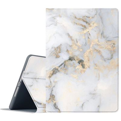 Compatible with iPad 9th/8th/7th Generation Case,Full Body Protection Case Cover with Wake/Sleep Function for iPad 10.2 inch 2021/2020/2019,White Golden Marble