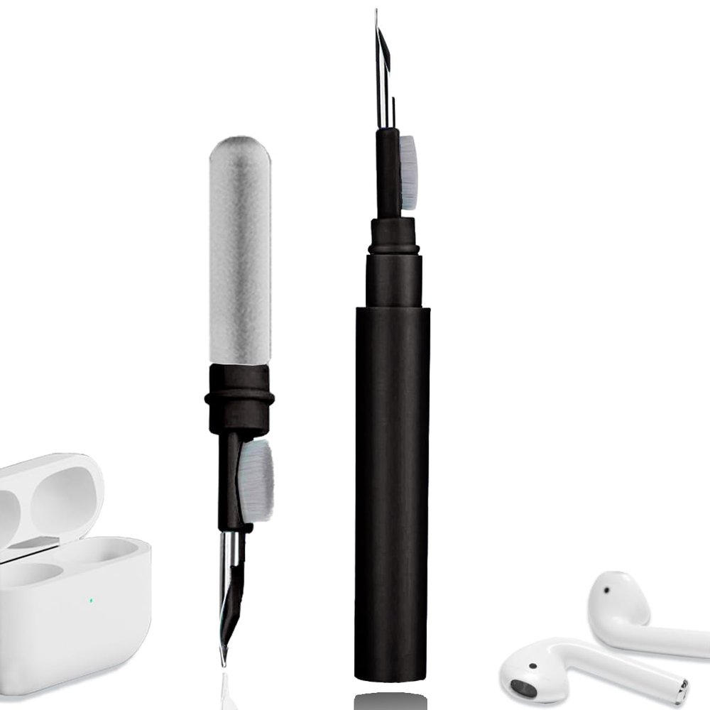 Cleaner Kit for Earbuds, Cleaning kit for Airpods Pro 1 2 3, Multi-Function Cleaning Tool with Brush Flocking Sponge for Wireless Earphones Bluetooth Headphones Case Camera and Phone(Black)