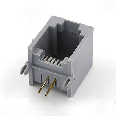 100pcs RJ11 Connector 4P RJ11 Cable Adapter Socket Plug 90 Degrees Plastic Pcb-6p4c Gray 4PIN Gold-Plated - (Cable Length: RJ11)