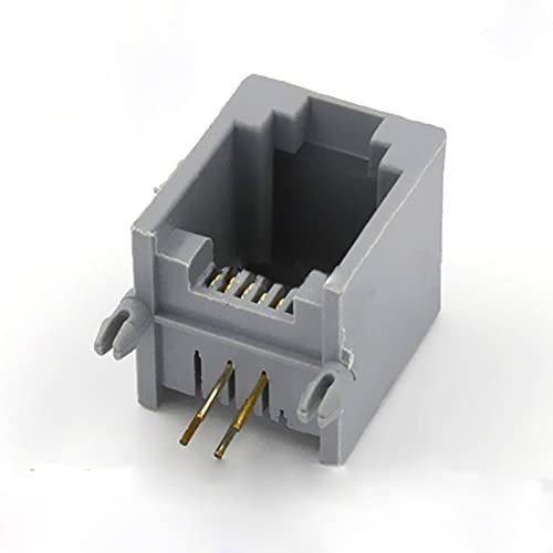 100pcs RJ11 Connector 4P RJ11 Cable Adapter Socket Plug 90 Degrees Plastic Pcb-6p4c Gray 4PIN Gold-Plated - (Cable Length: RJ11)