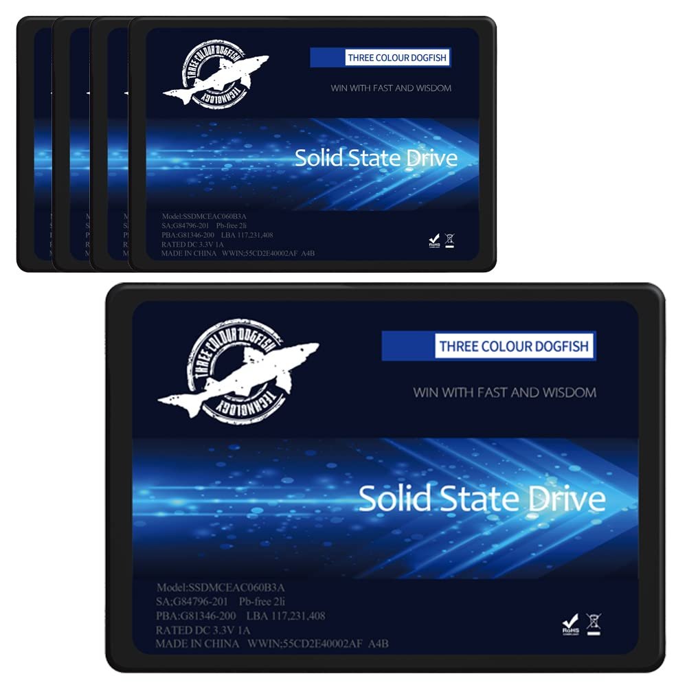 SSD 2.5 SATA III 64GB Dogfish High Performance Internal Solid State Drive for Desktop Laptop 5 Unit Package Pack [64GB(5 Packs),2.5-SATA3]