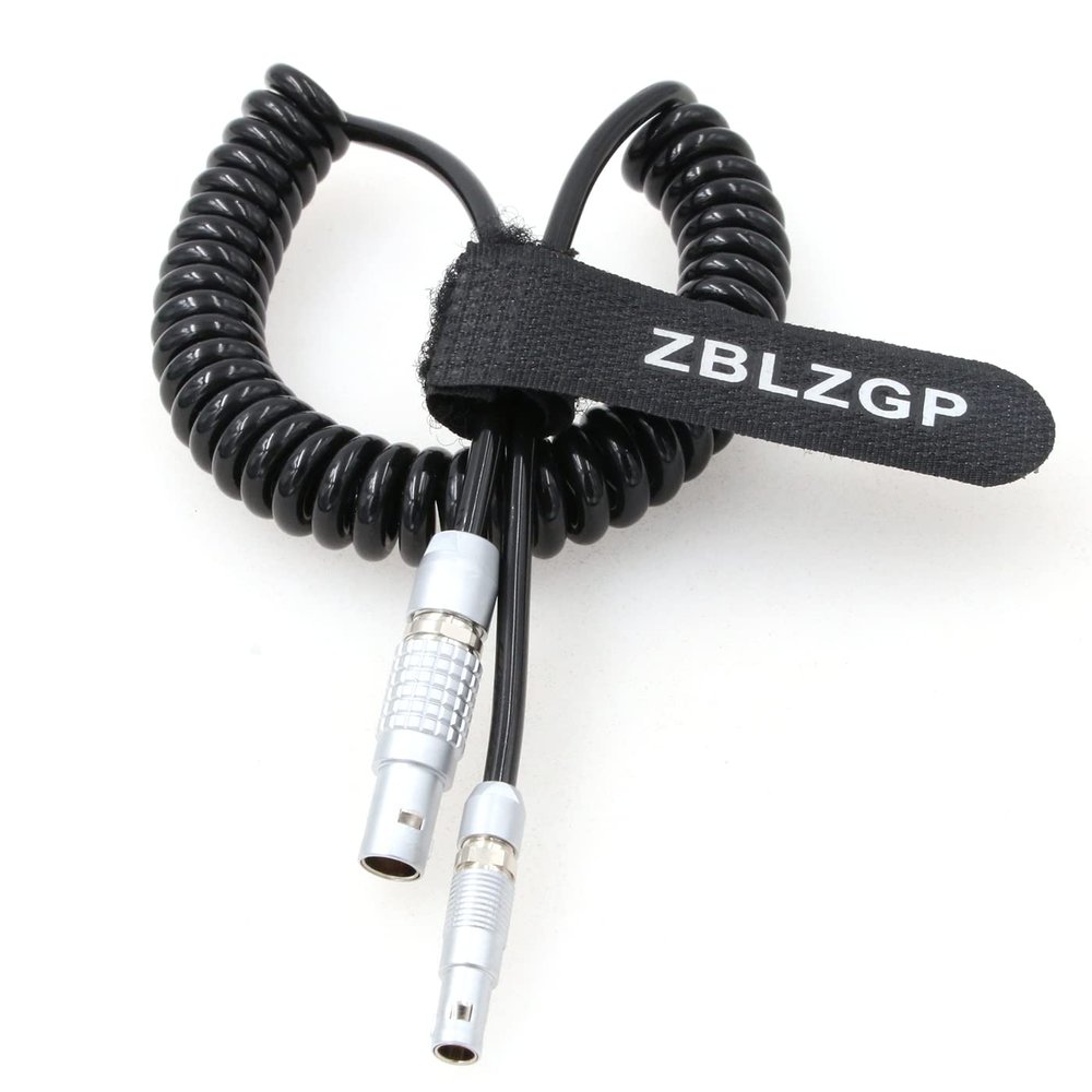 ZBLZGP Ambient Lockit Time Code Coiled Cable 0B 5 Pin to 00B 4 Pin for RED Epic Camera