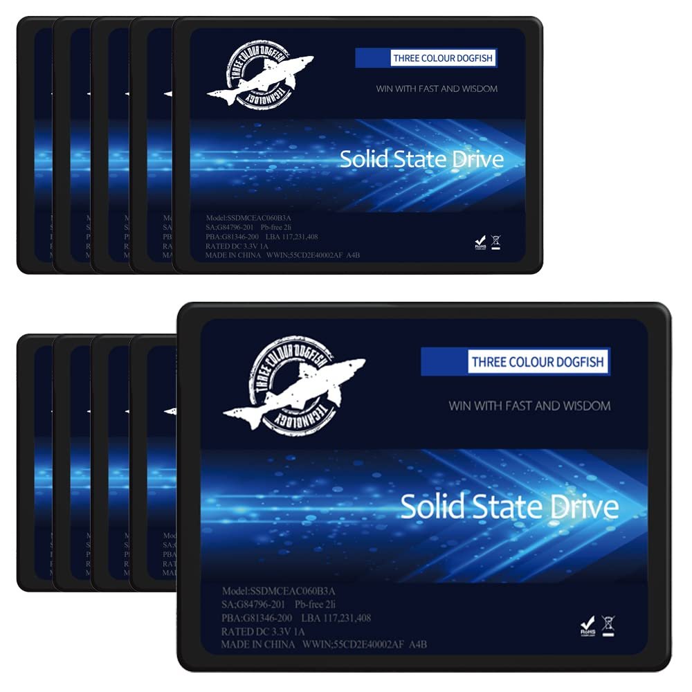 SSD 2.5 SATA III 64GB Dogfish High Performance Internal Solid State Drive for Desktop Laptop 10 Unit Package Pack [64GB(10 Packs),2.5-SATA3]