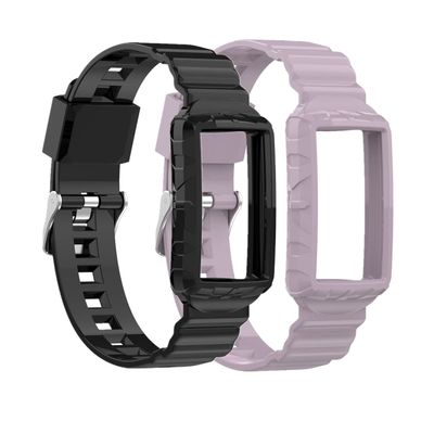 Huwokxix Watch Strap compatible with Fitbit Charge 5/Charge 4,Silicone Wristbands Bracelet for Charge 3 Activity Tracker Women Men