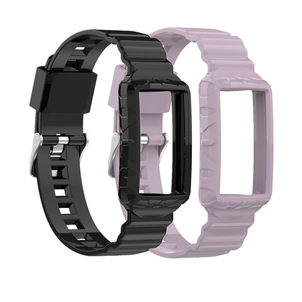 Huwokxix Watch Strap compatible with Fitbit Charge 5/Charge 4,Silicone Wristbands Bracelet for Charge 3 Activity Tracker Women Men