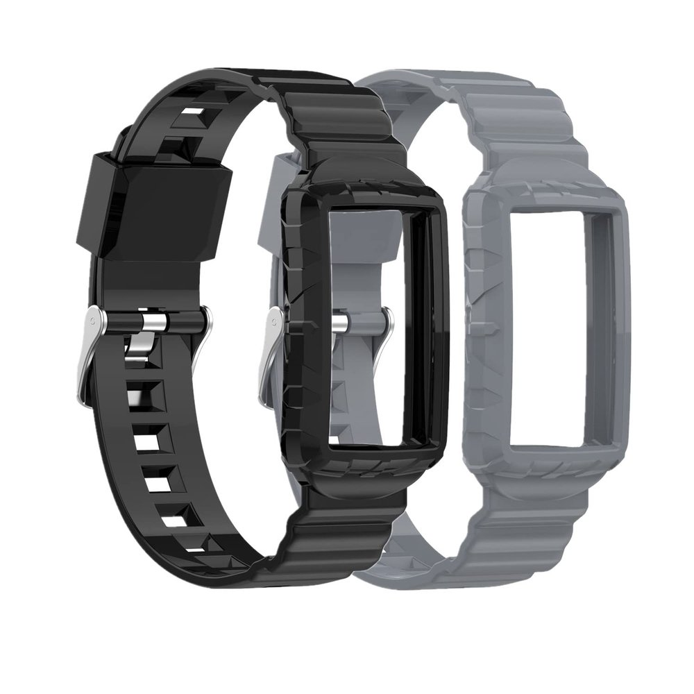 Huwokxix Watch Strap compatible with Fitbit Charge 5/Charge 4,Silicone Wristbands Bracelet for Charge 3 Activity Tracker Women Men