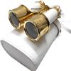Functional Binocular Shiny Brass and White Leather Box Handmade Marine Article view 2