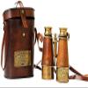 Antique Victorian Marine Brass Leather Binocular Sailor Instrument London 1915 view 1