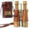 Antique Victorian Marine Brass Leather Binocular Sailor Instrument London 1915 view 3