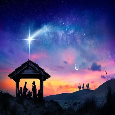 BELECO Fabric 8x6ft Birth of Jesus Backdrop Manger Nativity Scene Backdrop Jesus Holy Night Nativity Photo Background Kids Bithday Baby Shower Banner Religion Christian Party Decor Photo Studio Props