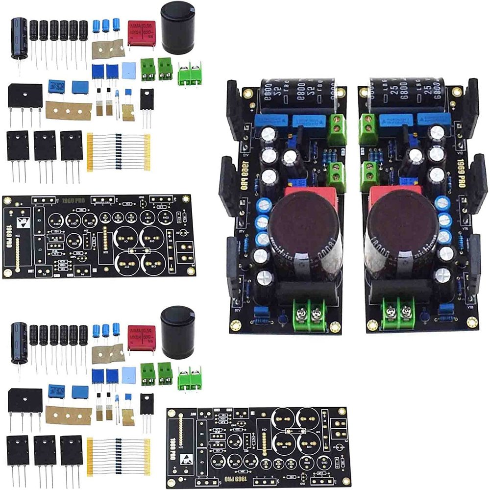 2pcs 25W Hood 1969 Amplifier Audio Board 2SC5200 HD1969 Class A Power Amplifiers AMP with 1083 Voltage Regulator (DIY)