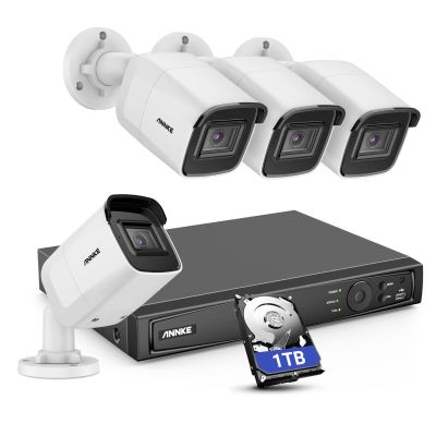 ANNKE H800 4K PoE Security Camera System, 8MP 8CH NVR with 1TB HDD and 4X 8MP Wired Bullet Cameras, Audio Recording, IP67 Weatherproof, 120dB WDR & 3D DNR, Smart IR & 100ft EXIR Night Vision