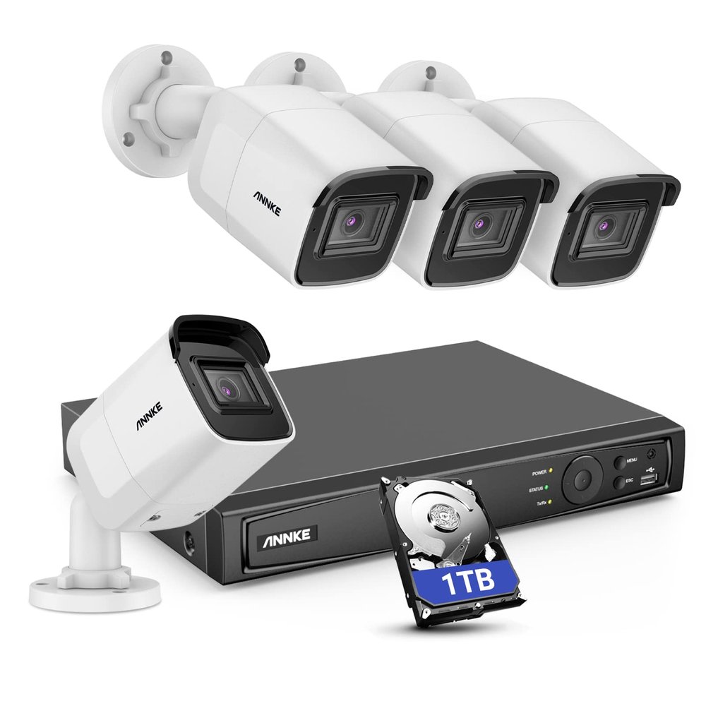 ANNKE H800 4K PoE Security Camera System, 8MP 8CH NVR with 1TB HDD and 4X 8MP Wired Bullet Cameras, Audio Recording, IP67 Weatherproof, 120dB WDR & 3D DNR, Smart IR & 100ft EXIR Night Vision