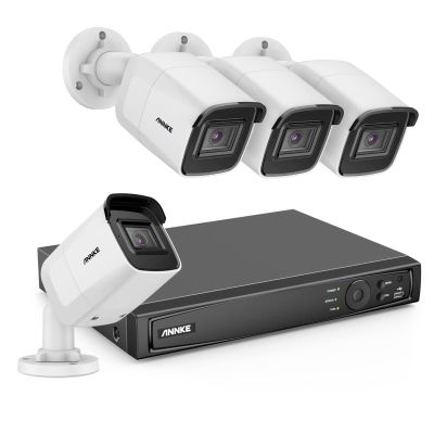 ANNKE H800 4K Security Camera System, 8MP 8CH NVR and 4X PoE Wired Bullet 4K Cameras with Audio Recording, IP67 Weatherproof, 120dB WDR & 3D DNR, Smart IR & 100ft EXIR Night Vision(NO HDD Included)