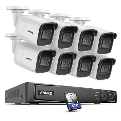 ANNKE H800 PoE Security Camera System, 8 Channel H.265+ UHD 4K PoE NVR with 8 x 4K (2160P) Outdoor Indoor Surveillance IP Cameras, Audio Recording, 100ft EXIR Night Vision, 4TB HDD Included