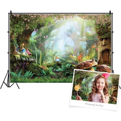 DASHAN Magic Forest Jungle Backdrop Mushroom Flower Butterfly 10x8ft Polyester Photography Background for Newborn Baby Shower Party Kids Birthday Children Portrait Banner Photo Booth Studio Props