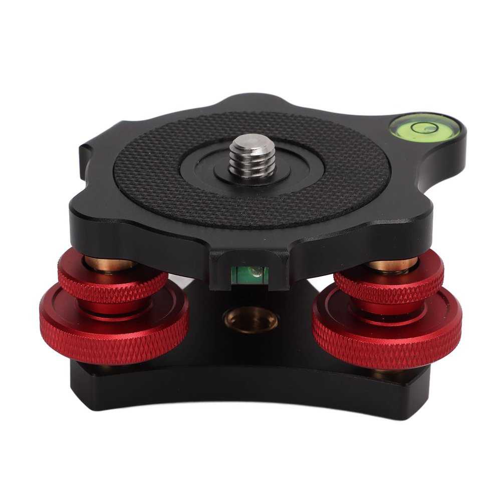 64 Leveling Base, Anodic Oxidation Black Triple Wheel Leveler Bubble Level Adjusting Multi Directional for Ball Head for SLR Camera