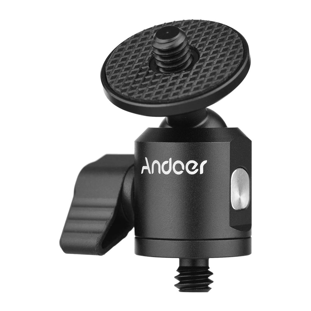 Andoer Ball Head, Mini Tripod Head with 360 Degree Rotation, 1/4 Inch Screw Connection for Cameras, DSLR, Monopod, Slider Tripod (#2)