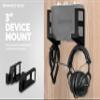 BRAINWAVZ Laptop Wall Mount and Headphone Hanger Holder, Adhesive & Screw-in, 3" Wide for Modem, Router, Mesh, TV Cable Box, Network Switch & More, Black view 2