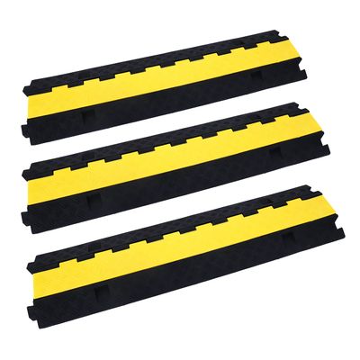YELACK Cable Ramp Cable Protector Ramps Wire Hose Protective 2 Channel Traffic Rubber Plastic Cord Cover Speed Bump for Asphalt Concrete Gravel Driveway Outdoor, 3 Pack