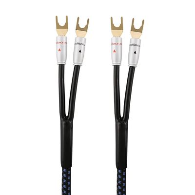 One Pair HiFi Silver Plated Speaker Cable Hi-end OCC Speaker Wire for Hi-fi Systems Y Plug Banana Plug (Color : Spade to Spade, Size : 1.5m)