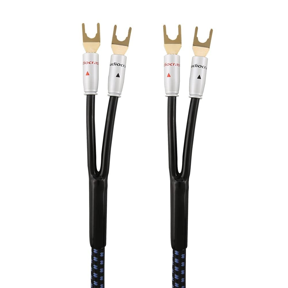 One Pair HiFi Silver Plated Speaker Cable Hi-end OCC Speaker Wire for Hi-fi Systems Y Plug Banana Plug (Color : Spade to Spade, Size : 1.5m)