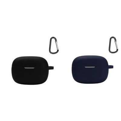2 Pack DAYJOY Soft Silicone Protective Case Cover Compatible with JBL Wave 200TWS/Vibe 200TWS/JBL Vibe Beam/Wave Beam 2 Earbuds, Protective Skin Sleeve with Key Chain (Black+Blue)