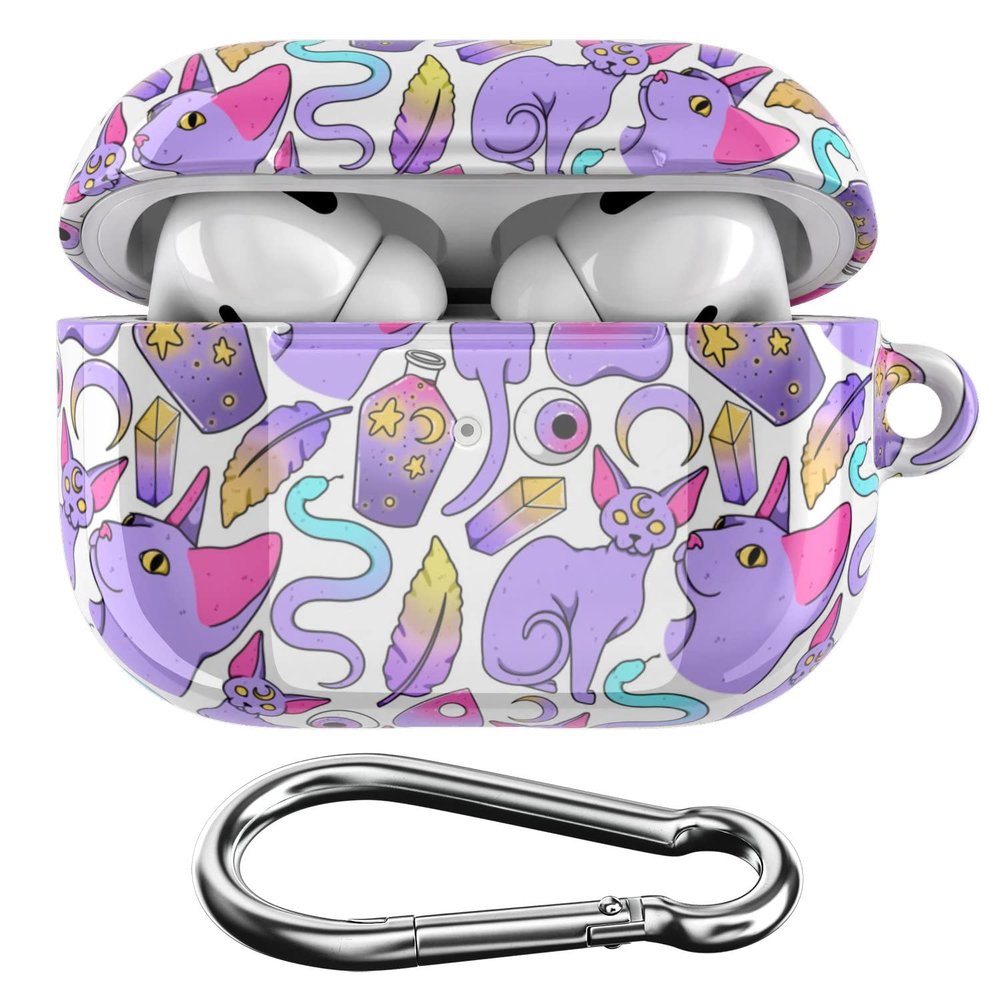 Cavka Case Compatible with Airpods Pro & Pro 2 Airpods 3-2-1 Gen Ouija Full Body Magic Protective Tarot Cards Lock Clip Cover with Keychain Witchcraft Spooky Plastic Shell Design Portable Print
