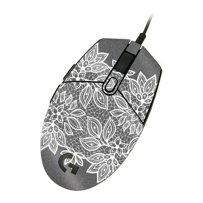 MightySkins Glossy Glitter Skin Compatible with Logitech G203 Lightsync/Prodigy - Floral Lace | Protective, Durable High-Gloss Glitter Finish | Easy to Apply and Change Styles | Made in The USA