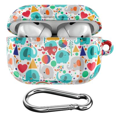 Cavka Case Compatible with Airpods Pro & Pro 2 Airpods 3-2-1 Gen Cute Adorable Design Rainbow Protective Cover with Keychain Portable Baby Elephant Lock Clip Plastic Shell Full Body Print Animal