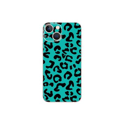 MightySkins Skin Compatible with Apple iPhone 13 Mini - Teal Leopard | Protective, Durable, and Unique Vinyl Decal wrap Cover | Easy to Apply, Remove, and Change Styles | Made in The USA