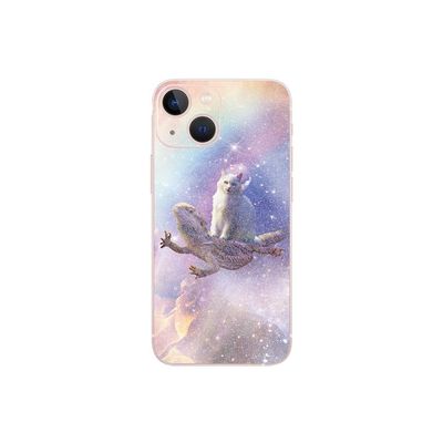 MightySkins Glossy Glitter Skin Compatible with Apple iPhone 13 Mini - Cat Lizard Fantasy | Protective, Durable Textured Glossy Glitter Finish | Easy to Apply | Made in The USA
