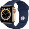 Apple Watch Series 6 (GPS + Cellular, 40mm) Gold Stainless Steel Case with Deep Navy Sport Band (Renewed) view 1