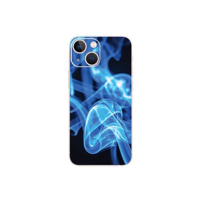 MightySkins Skin Compatible with Apple iPhone 13 Mini - Blue Flames | Protective, Durable, and Unique Vinyl Decal wrap Cover | Easy to Apply, Remove, and Change Styles | Made in The USA