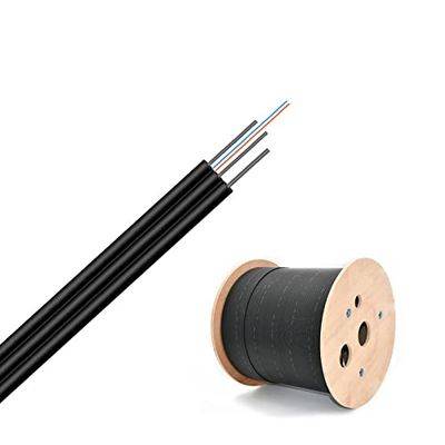 10Gtek FTTH Cable Single Fiber Indoor/Outdoor Optical Fiber Drop Cable, G657A1, 2 Core Single Mode, 9/125, LSZH Jacket, 1 Steel Wire+2 FRP Strength Member, Black, 300-Meter(1000-ft)/Roll