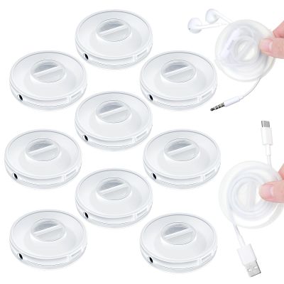 9 Pcs Charging Cord Organizer Portable Charger Cord Holder Round Storage Cable Winder Retractable Cable Management Flexible USB Cable Reel for Home Office Classroom, Transparent