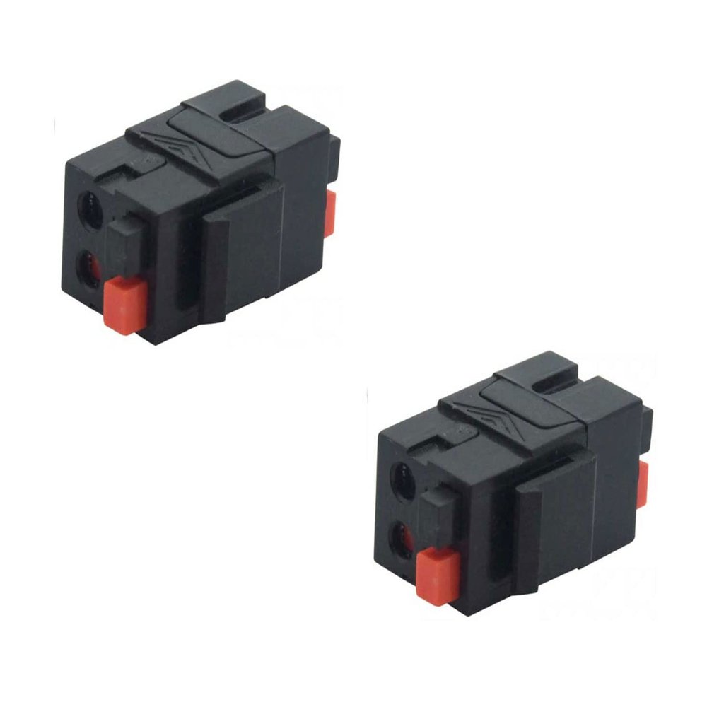 diyTech Speaker Keystone Jack Spring Loaded Speaker Jack for Keystone Wall Plate, Female to Female, for Home Theater Wall Plates - Black (2-Pack)