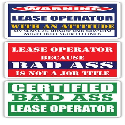 (x3) Certified Bad Ass Lease Operator with an Attitude Stickers | Funny Occupation Job Career Gift Idea | 3M Vinyl Sticker Decals for laptops, Hard Hats, Windows