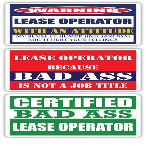 (x3) Certified Bad Ass Lease Operator with an Attitude Stickers | Funny Occupation Job Career Gift Idea | 3M Vinyl Sticker Decals for laptops, Hard Hats, Windows