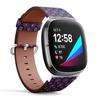 CJBROES Replacement Leather Watch Band, Compatible with Fitbit Versa 3 and Fitbit Sense of Wristband Bracelet Accessory - Geometric Folklore Ornament Tribal view 2