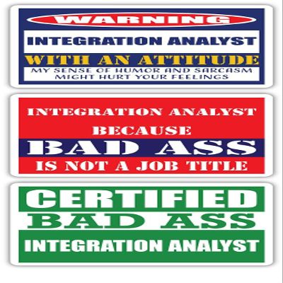 (x3) Certified Bad Ass Integration Analyst with an Attitude Stickers | Funny Occupation Job Career Gift Idea | 3M Vinyl Sticker Decals for laptops, Hard Hats, Windows