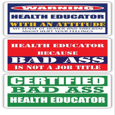 (x3) Certified Bad Ass Health Educator with an Attitude Stickers | Funny Occupation Job Career Gift Idea | 3M Vinyl Sticker Decals for laptops, Hard Hats, Windows